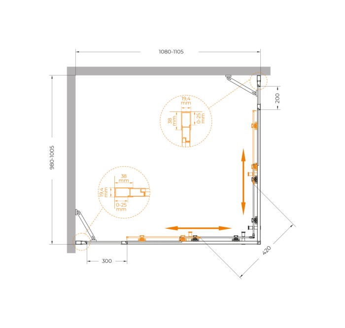 Душевой уголок CEZARES MOLVENO-AH-22-110/100-C-Cr-IV