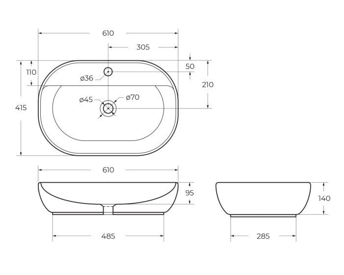 Накладная раковина BelBagno BB1346