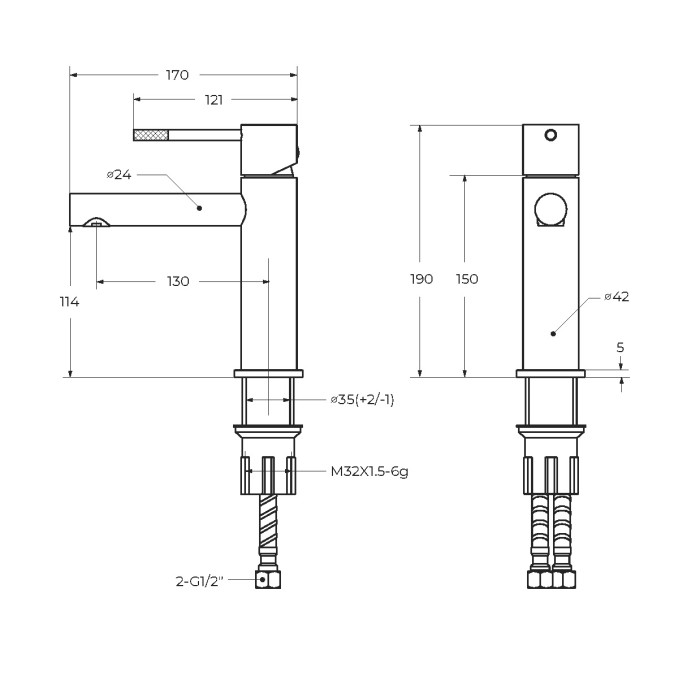 Смеситель для раковины с донным клапаном CEZARES RELAX-LS2-IN