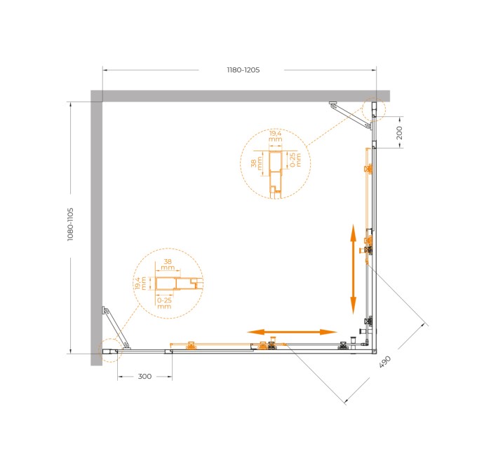 Душевой уголок CEZARES MOLVENO-AH-22-120/110-C-Cr-IV
