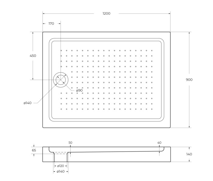 Акриловый поддон BelBagno TRAY-BB-AH-120/90-15-W