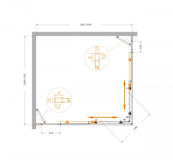 Душевой уголок CEZARES MOLVENO-AH-22-120/110-P-Cr