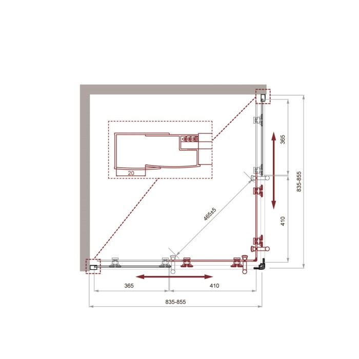 Душевой уголок BelBagno UNO-195-A-2-85-C-Cr