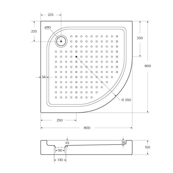 Акриловый поддон BelBagno TRAY-BB-R-80-550-15-W