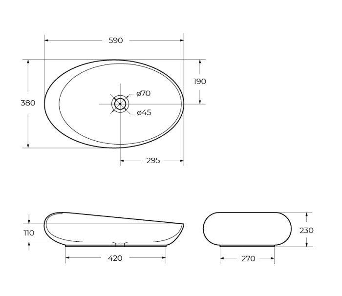 Накладная раковина BelBagno BB1396