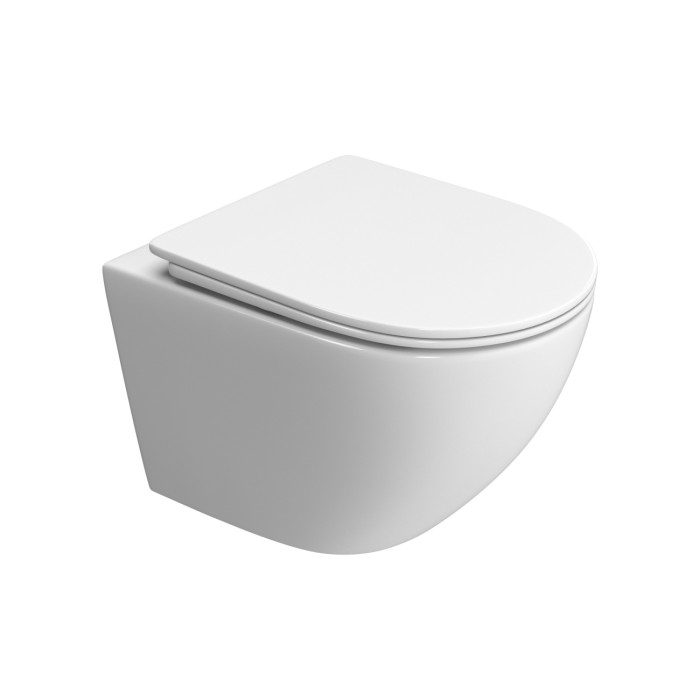 Унитаз подвесной безободковый с сиденьем и смывом TORNADO BelBagno UNO-TOR BB5177CH-TOR/SC