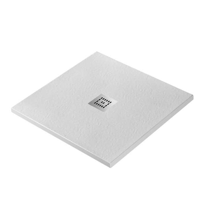 Душевой поддон из искусственного мрамора в комплекте с сифоном BelBagno UNO TRAY-MR-UNO-A-80-35-W-CR