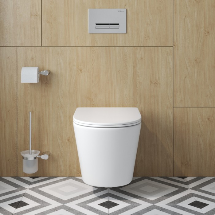 Унитаз подвесной безободковый с сиденьем и смывом TORNADO BelBagno TRE-TOR BB5180CH-TOR/SC