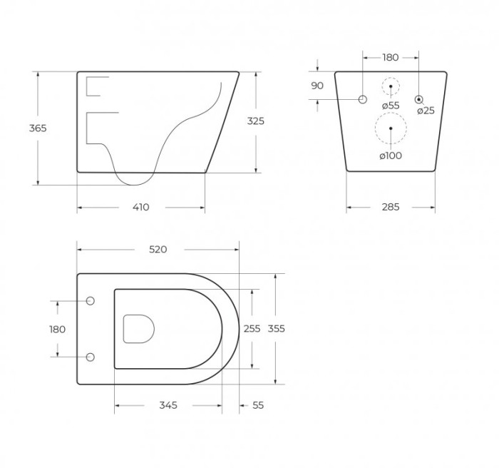 Унитаз подвесной безободковый с сиденьем и смывом TORNADO BelBagno TRE-TOR BB5180CH-TOR/SC