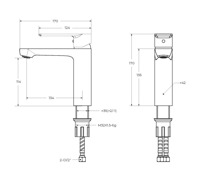 Смеситель для раковины без донного клапана CEZARES STYLUS-LS-01-W0
