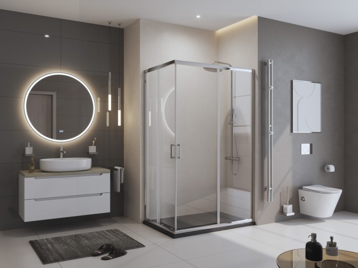 Душевой поддон из искусственного мрамора в комплекте с сифоном BelBagno UNO TRAY-MR-UNO-AH-120/90-35-NERO-CR