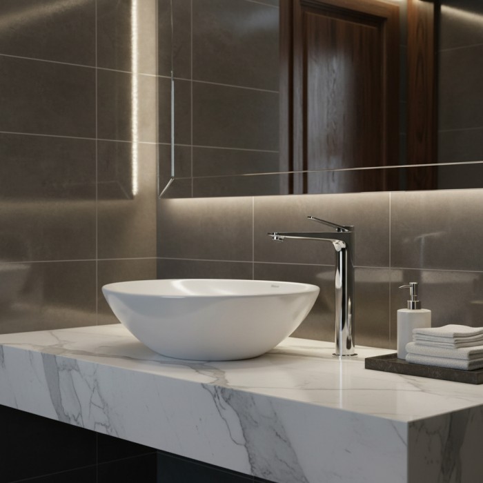 Смеситель для накладной раковины без донного клапана BelBagno UNIQUE-LMC-CRM-W0