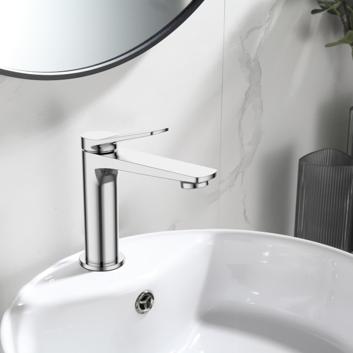 Смеситель для раковины без донного клапана BelBagno UNIQUE-LVM-CRM-W0