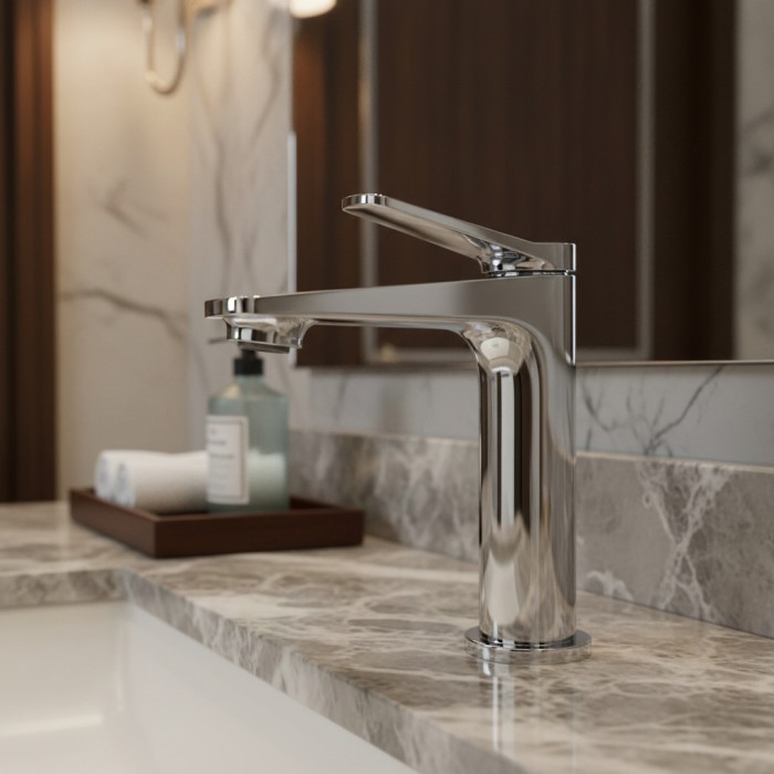 Смеситель для раковины без донного клапана BelBagno UNIQUE-LVM-CRM-W0