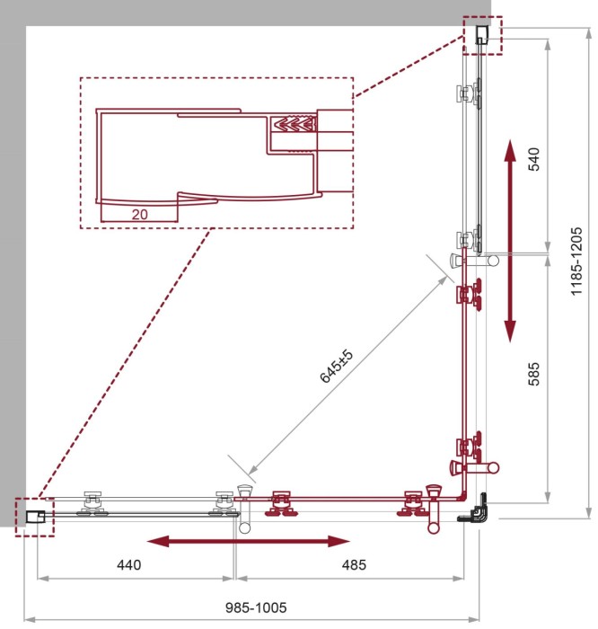 Душевой уголок BelBagno UNO-195-AH-2-120/100-C-Cr