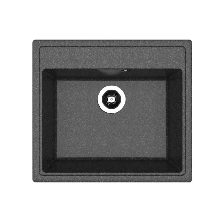 Мойка для кухни каменная 57х51 см, черная, врезная, с сифоном FS-Venezia-5751-Nero