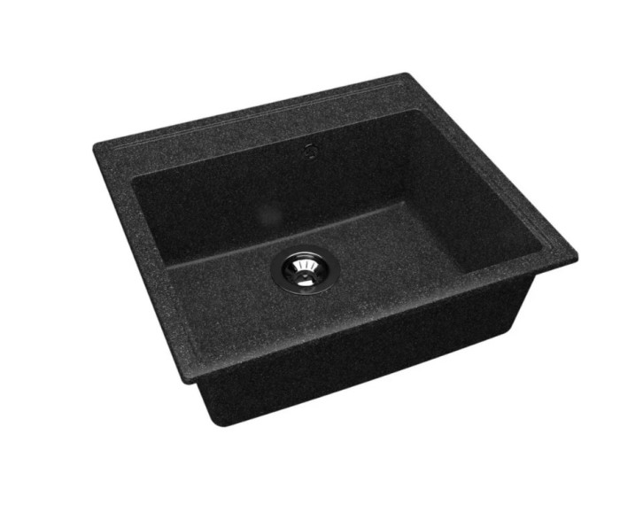 Мойка для кухни каменная 57х51 см, черная, врезная, с сифоном FS-Venezia-5751-Nero