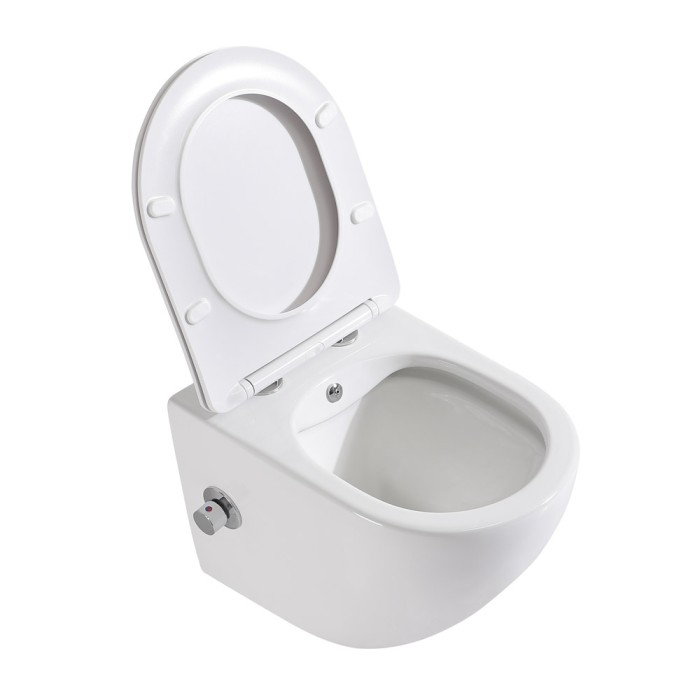 Унитаз подвесной с сиденьем, функцией биде и смесителем BelBagno UNO BB3105CHR-BS/SC