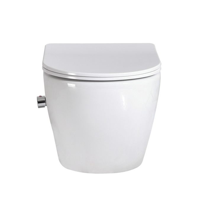 Унитаз подвесной с сиденьем, функцией биде и смесителем BelBagno UNO BB3105CHR-BS/SC