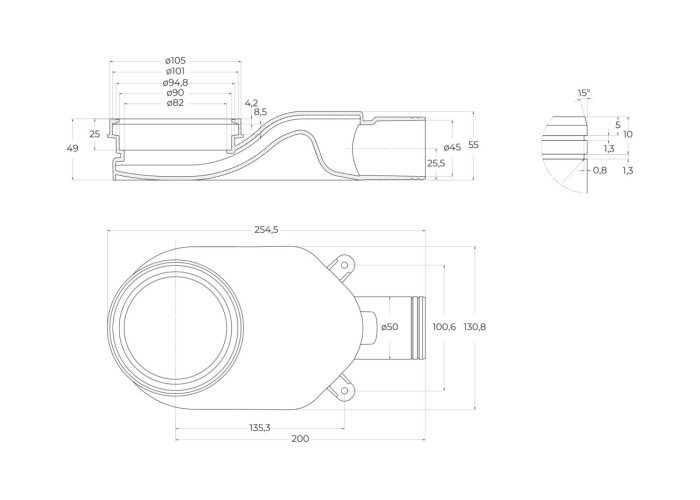 Душевой лоток BelBagno BB-LD-LUCE-60-CR