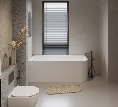 Ванна акриловая пристенная, правосторонняя, в комплекте со сливом-переливом BelBagno BB712