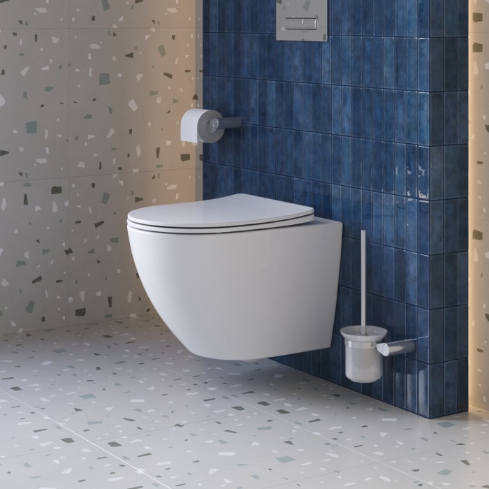 Унитаз подвесной безободковый с сиденьем и смывом TORNADO SFERA-TOR BB046CH-TOR/SC