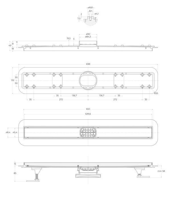 Душевой лоток BelBagno BB-LD-LUCE-70-CR