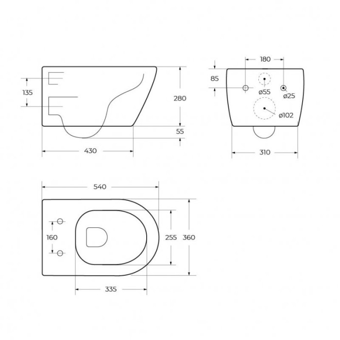 Унитаз подвесной безободковый CEZARES MOLVENO CZR-2468-TH-R