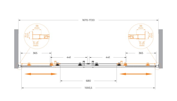 Душевая дверь CEZARES MOLVENO-BF-2-170-C-BORO-IV