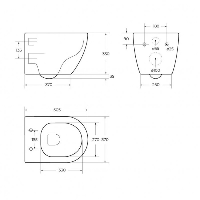 Унитаз подвесной безободковый CEZARES STYLUS CZR-513-TH-R