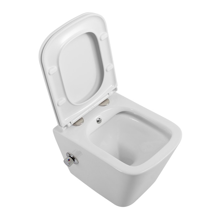 Унитаз подвесной с сиденьем, функцией биде и смесителем BelBagno DUE BB3103CHR-BS/SC