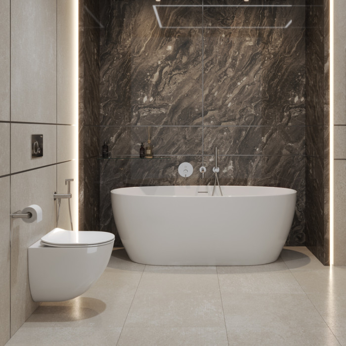 Унитаз подвесной безободковый с сиденьем и смывом TORNADO BelBagno AMANDA-TOR BB051CH-TOR-FC/SC