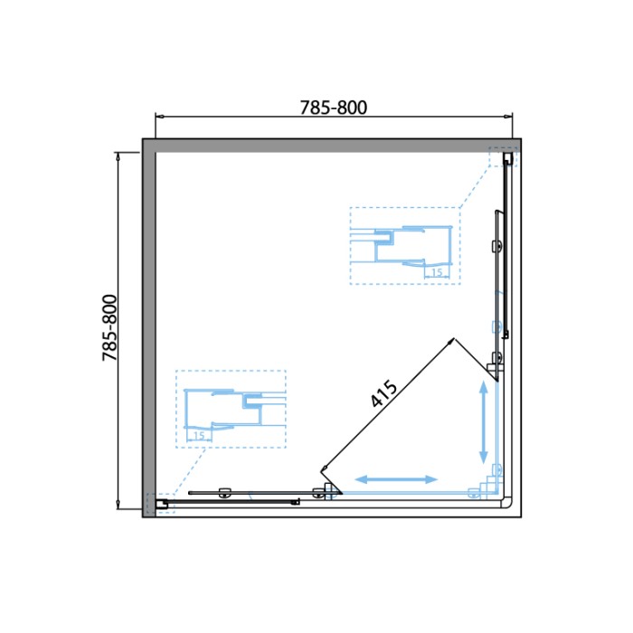 Душевой уголок BelBagno DUE-A-2-80-C-Cr