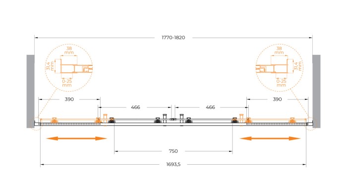 Душевая дверь CEZARES MOLVENO-BF-2-180-C-Cr-IV