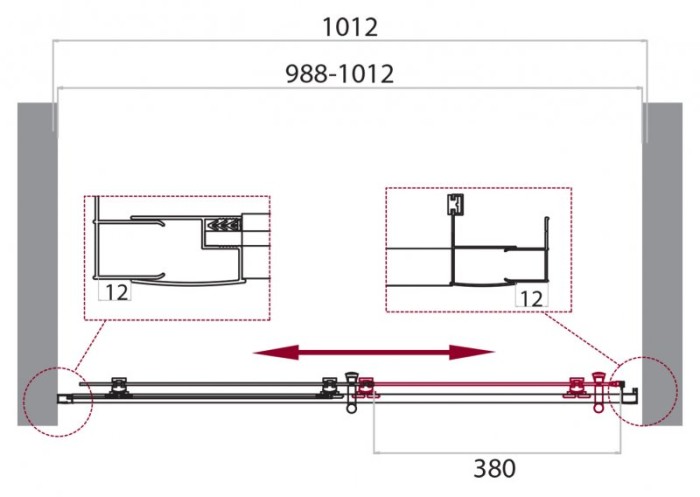 Душевая дверь BelBagno UNO-195-BF-1-100-P-Cr