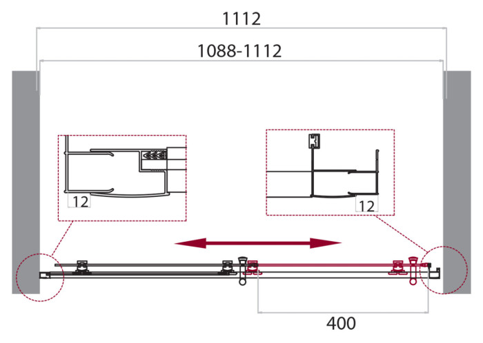 Душевая дверь BelBagno UNO-195-BF-1-110-CH-CR