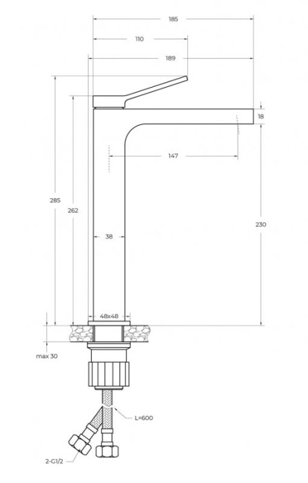 Смеситель для накладной раковины без донного клапана BelBagno ALBANO-LMC-CRM-W0