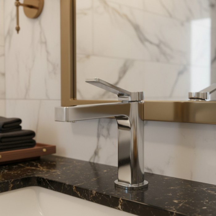 Смеситель для раковины без донного клапана BelBagno ALBANO-LVM-CRM-W0