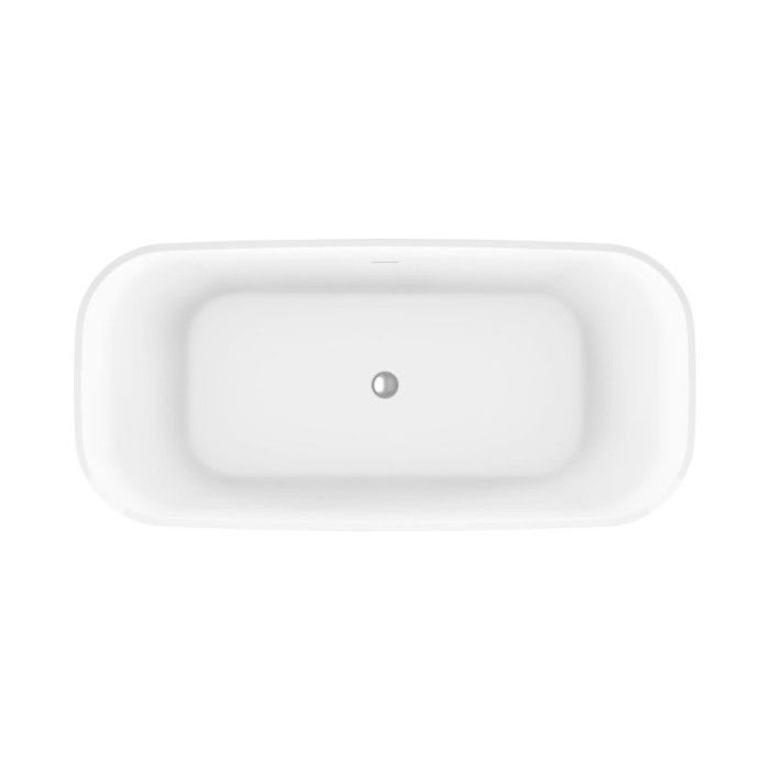 Акриловая ванна отдельностоящая, полукруглая в комплекте со сливом-переливом BB702-1700-800-K