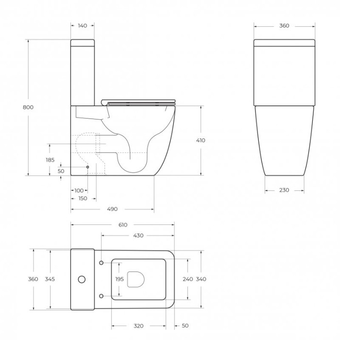 Унитаз-компакт безободковый со смывом TORNADO BelBagno LUCE BB2197CP-TOR/SC