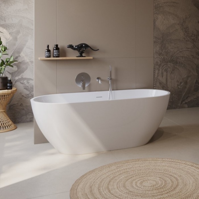 Ванна акриловая 150 см, отдельностоящая, в комплекте со сливом-переливом BelBagno BB701 UNO