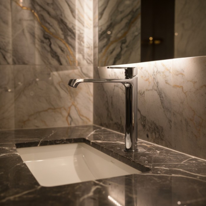 Смеситель для накладной раковины без донного клапана BelBagno AURORA-LMC-CRM-W0