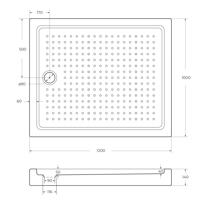 Акриловый поддон CEZARES TRAY-A-AH-120/100-15-W