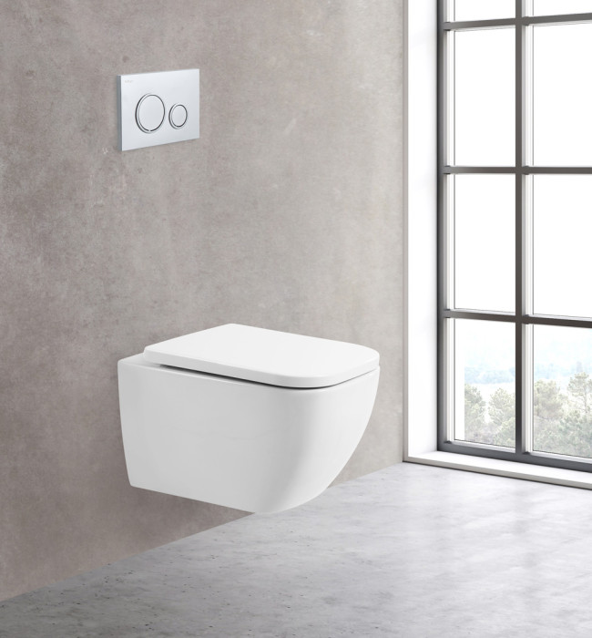 Унитаз подвесной безободковый c сиденьем BelBagno ALPINA BB10100CHR/SC