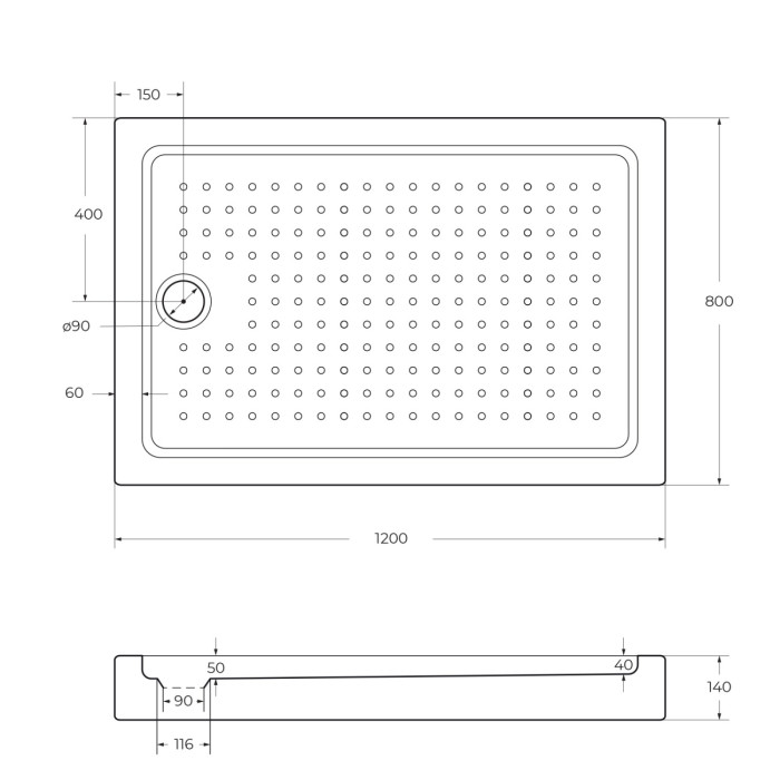 Акриловый поддон CEZARES TRAY-A-AH-120/80-15-W0