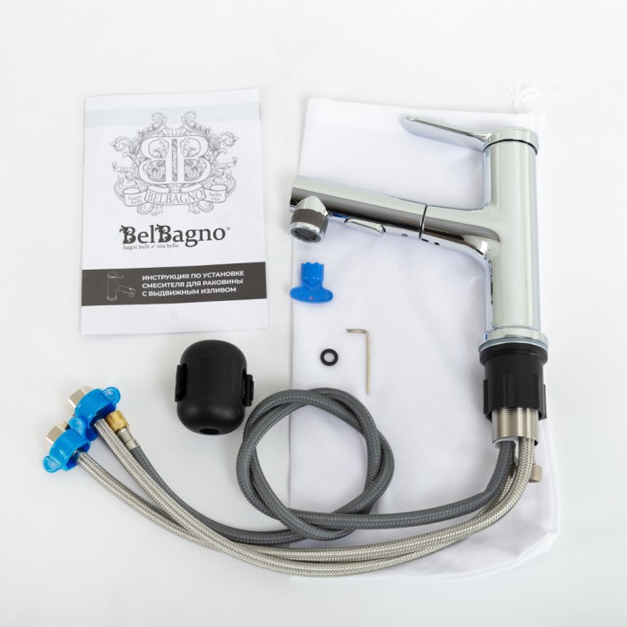 Смеситель для раковины с выдвижным изливом BelBagno BB-LVMD-CRM-W0