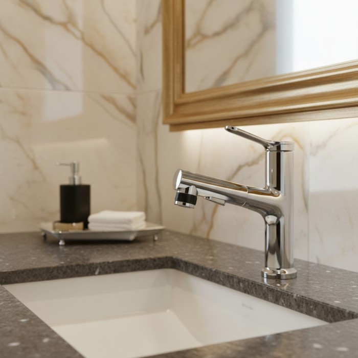 Смеситель для раковины с выдвижным изливом BelBagno BB-LVMD-CRM-W0