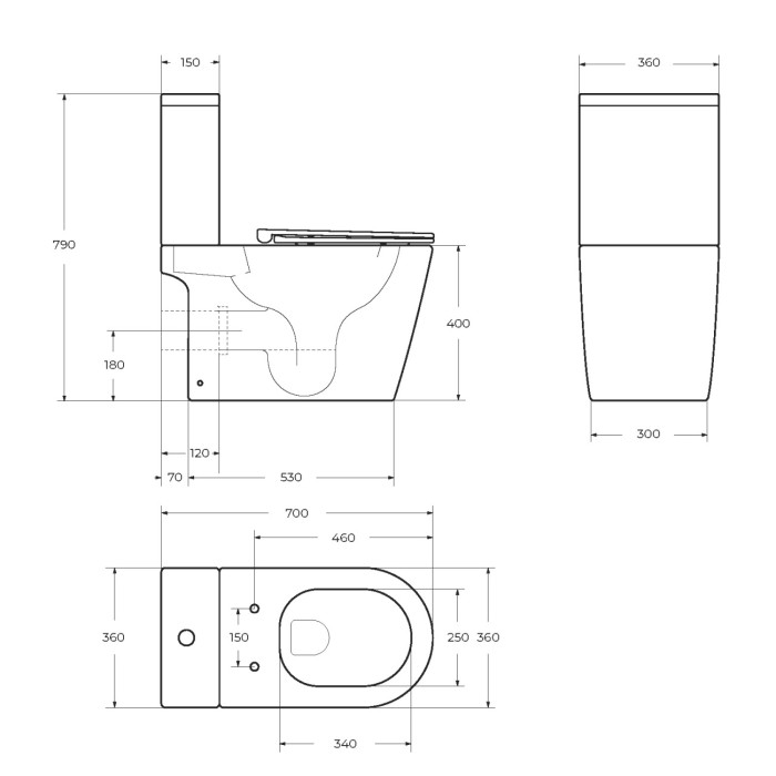 Унитаз-моноблок с сиденьем и смывом TORNADO BelBagno TRE-TOR BB673CP-MN-TOR/SC