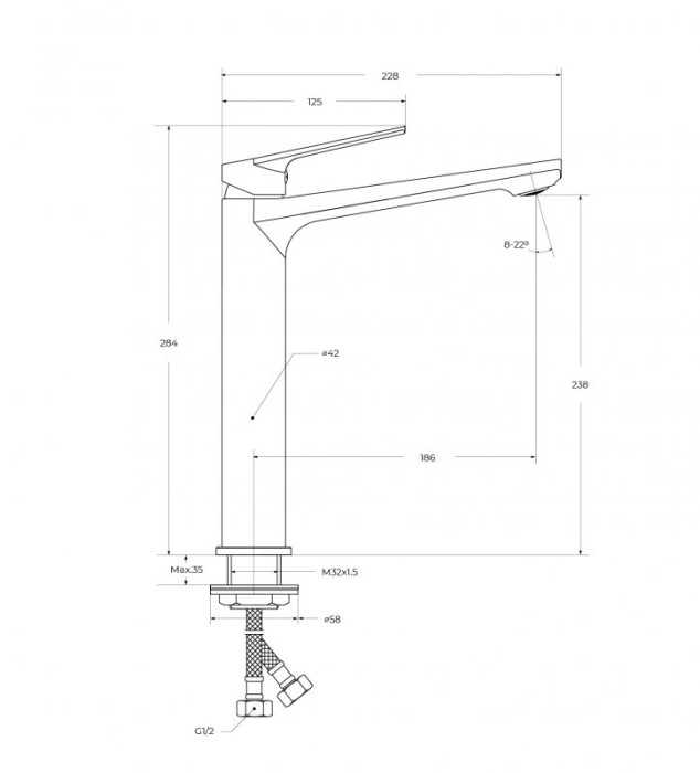 Смеситель для накладной раковины без донного клапана CEZARES COMFORT-LC-01-W0