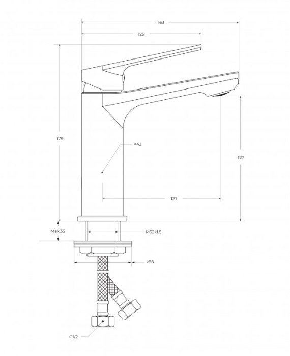 Смеситель для раковины без донного клапана CEZARES COMFORT-LS-01-W0